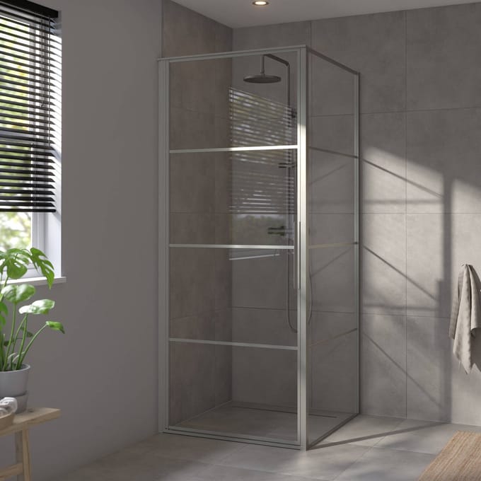 Saqu Devine industriële zijwand incl. antikalk 80x210cm geborsteld grijs