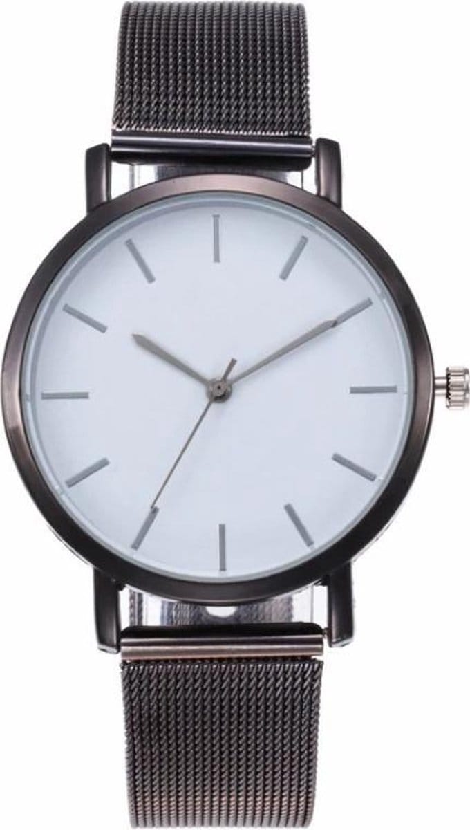 Fako - Horloge - Mesh - Vintage - Staal - 40mm - Zwart