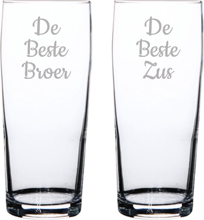 Gegraveerde bierfluitje 19cl De Beste Broer- De Beste Zus