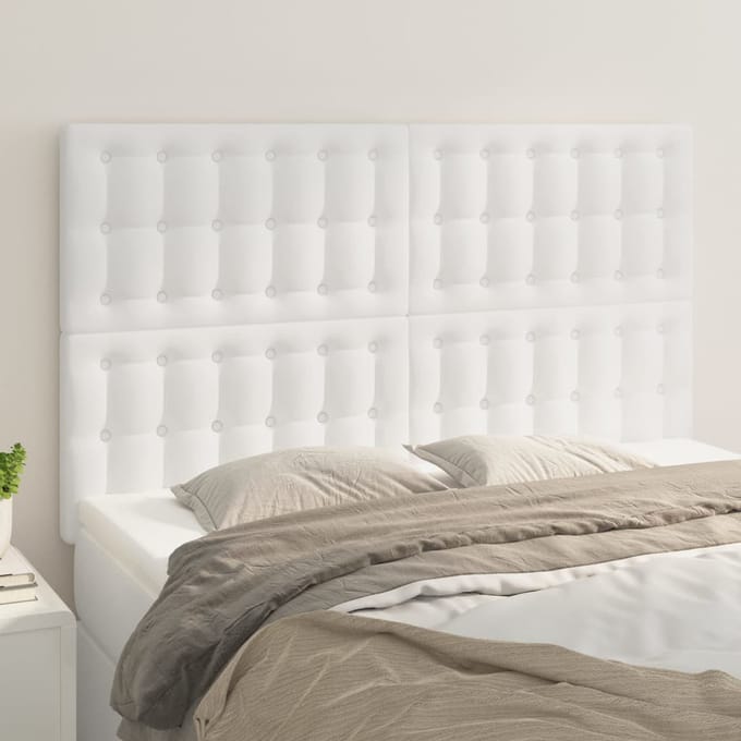vidaXL - Hoofdbord - wit - 144x5x118/128 - cm - kunstleer