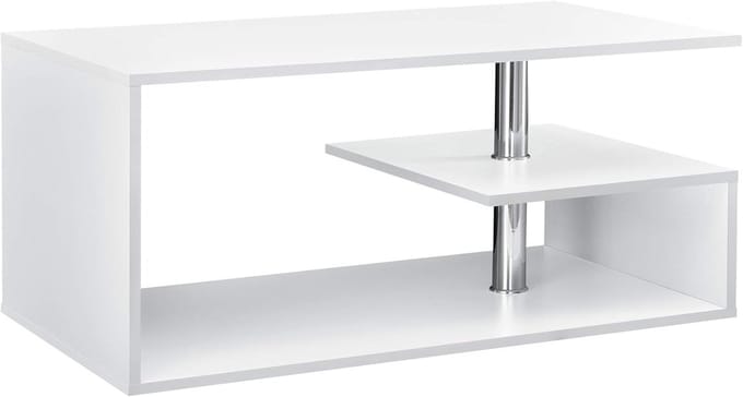 Moderne Salontafel Met Opbergvak - Wit - 90x50x41cm