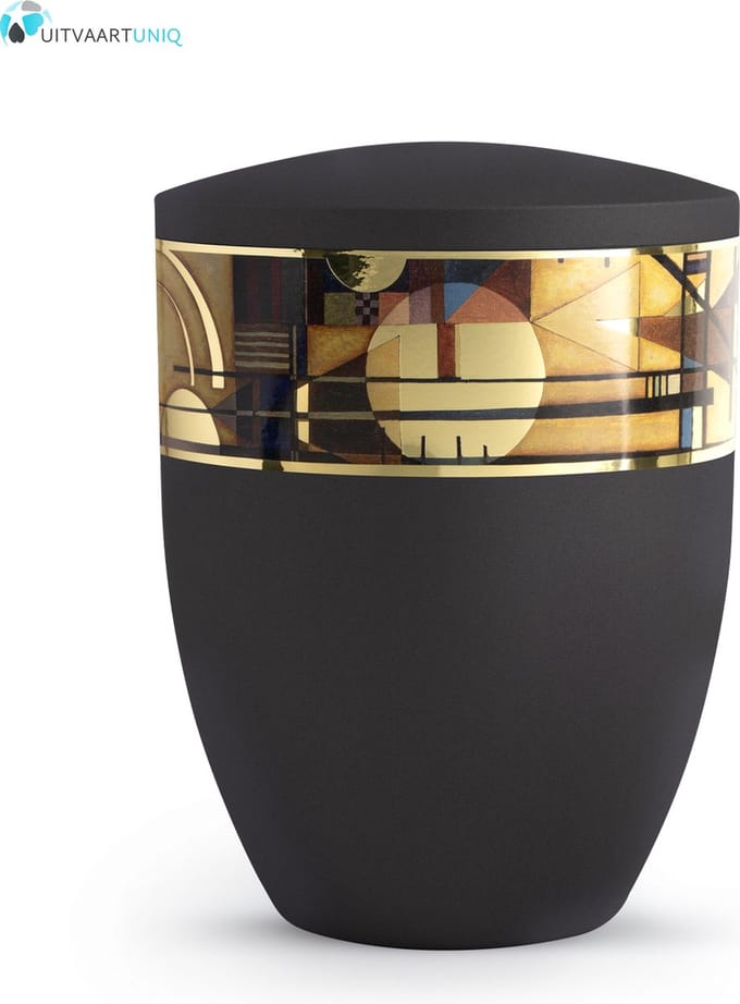 Urn modern zon motief zwart - bio