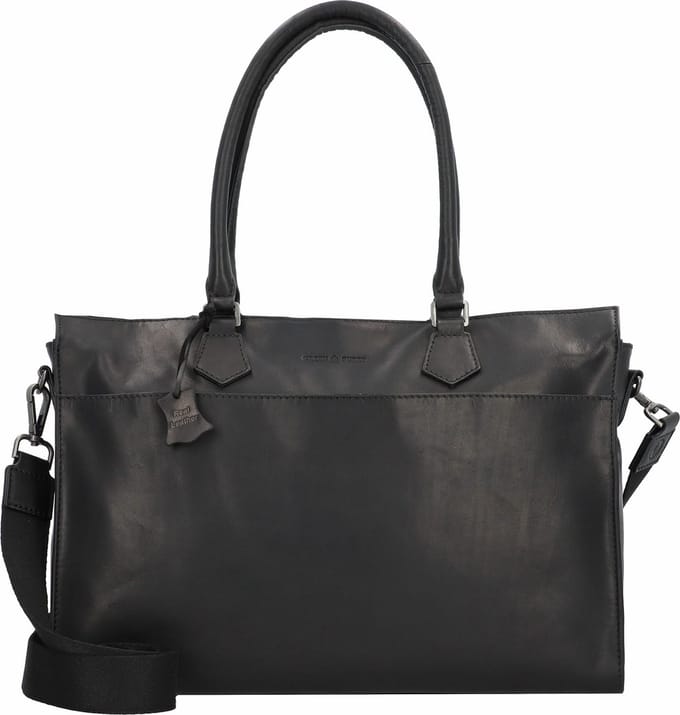 Greenburry Pure Black Schoudertas Leer 40 cm Laptop compartiment - Dames - black