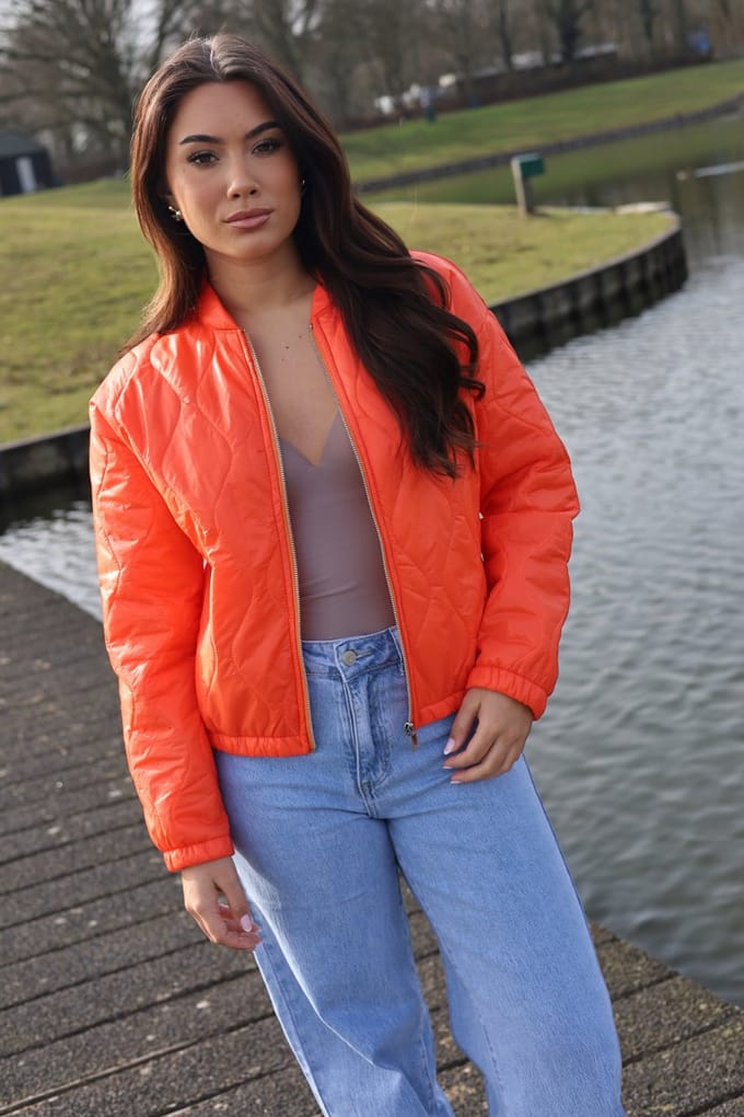 Getdrezzed Jasje - Maat: S - Bomber jasje met ritssluiting oranje
