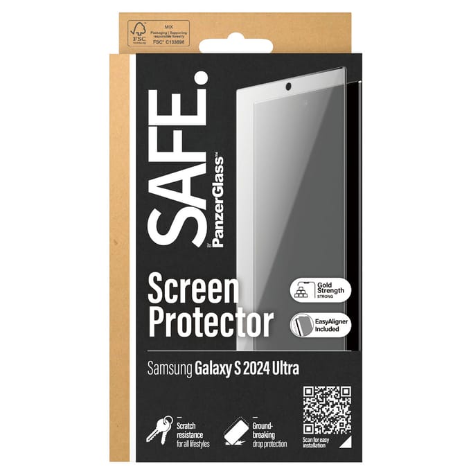 PanzerGlass Screenprotector geschikt voor Samsung Galaxy S24 Ultra Glazen | PanzerGlass SAFE Screenprotector - Case Friendly