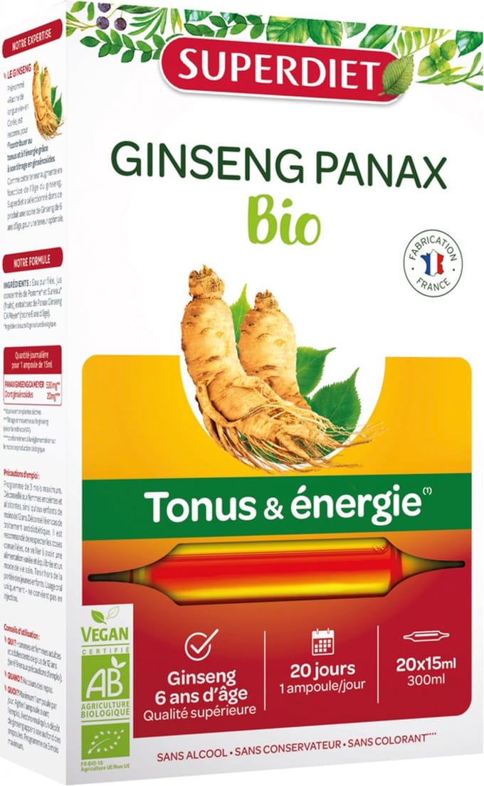 Superdiet Ginseng Organic 20 Ampullen