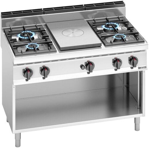 GGM Gastro Glühplatte & Gasherd - 28 kW - 4 Brenner Zilver