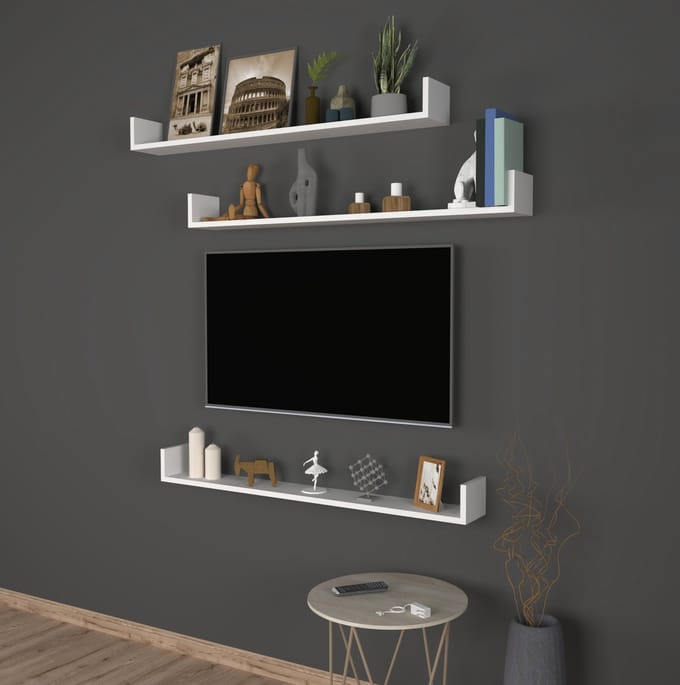 Wandplank set van 3 Höganäs 12x120x15 cm wit