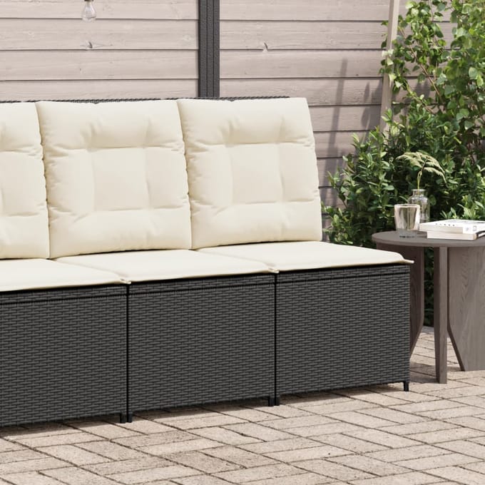vidaXL - Tuinbank - verstelbaar - met - kussens - poly - rattan - zwart