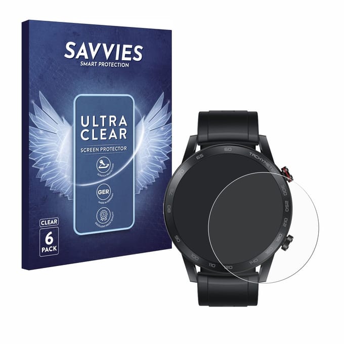 Savvies - Screenprotector voor Honor Watch Magic 2 (46 mm) - Folie Beschermfolie transparant 6 Stuks