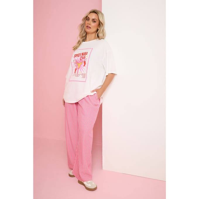 Yours Roze Gestreepte Broek Size 54-56