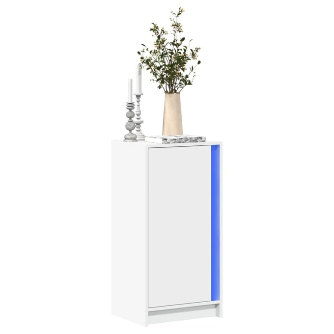 vidaXL - Dressoir - met - LED - 42,5x34x85 - cm - bewerkt - hout - wit