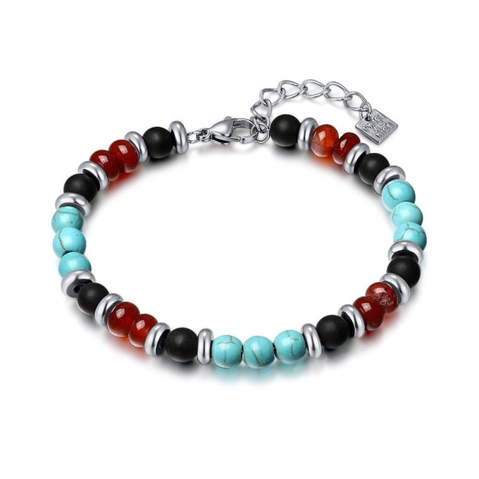Twice As Nice Armband in edelstaal, gekleurde stenen Zilverkleurig 18cm+3cm