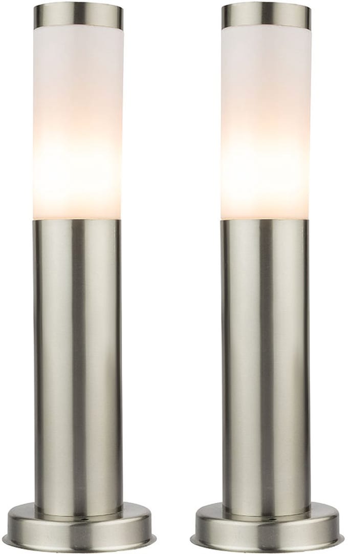 Set van 2 design staande roestvrijstalen lampen wit lampvoet 1x E27 balkon gazon