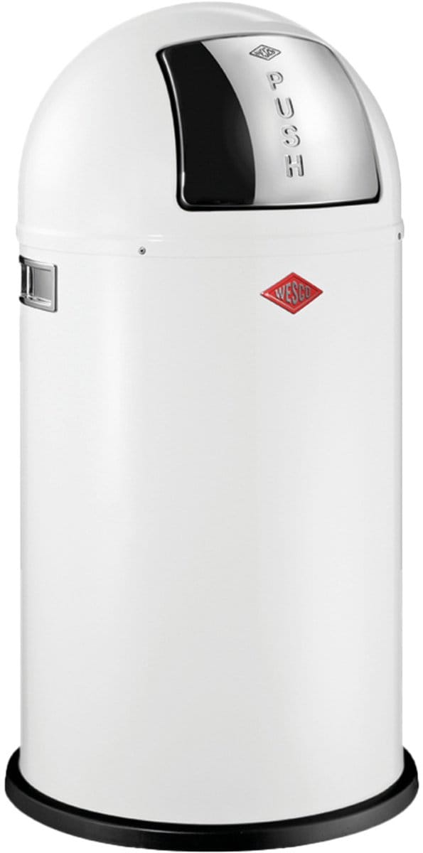 WESCO Pushboy Prullenbak | 50 Liter | Metaal - Wit | Vuilnisbak - Made in Germany