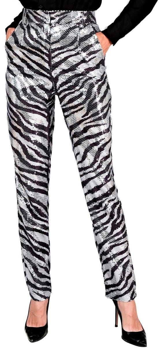 Paillettenbroek Mara zebra silver