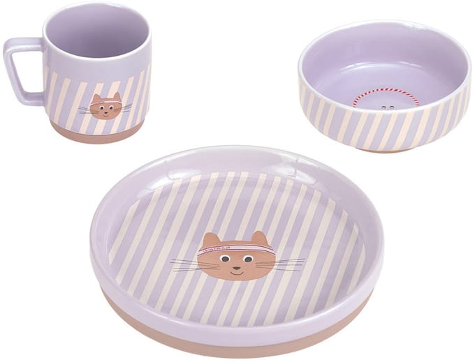 Lässig Tiny Team Kinderservies – 3-delig – Porselein – Kat – Antislip
