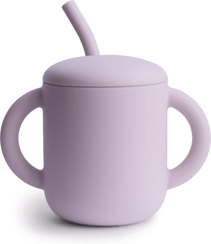 Mushie - Oefenbeker met Deksel en Rietje - Oefenbeker - Soft Lilac