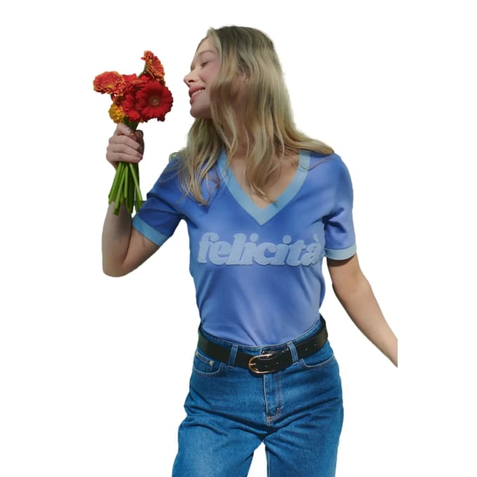 Dames-T-shirt met V-hals She is Sunday Felicita