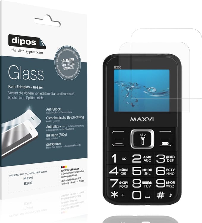 dipos – 2x Matte Pantserfolie geschikt voor Maxvi B200 | 9H Screenprotector