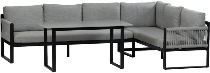 Hoek Lounge Dining set Reims | Rechts | Black & Off Sand