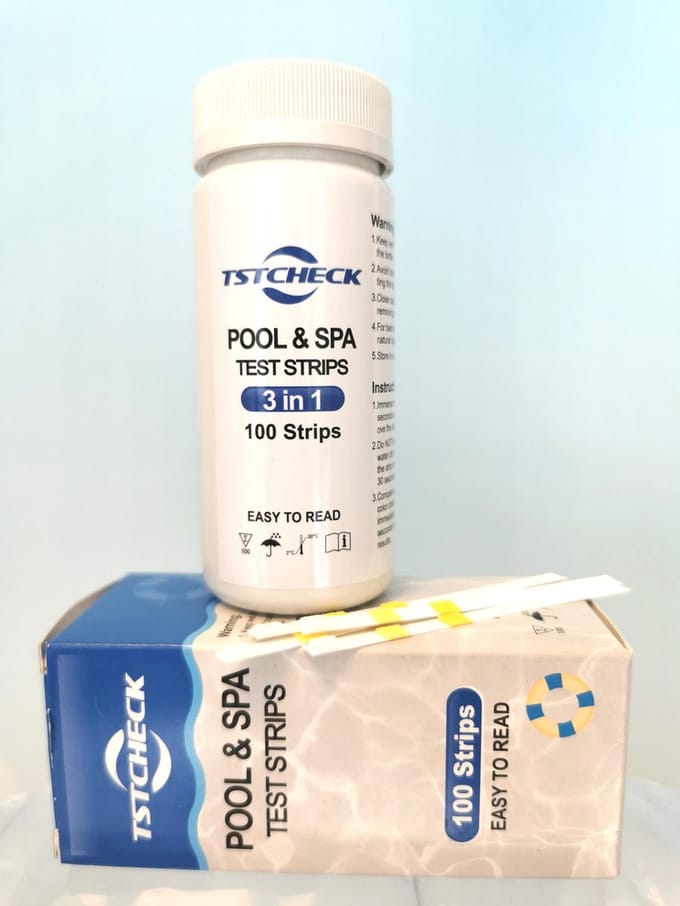 TSTCHECK Zwembad tester - Chloor, alkaliniteit en PH - 100 strips