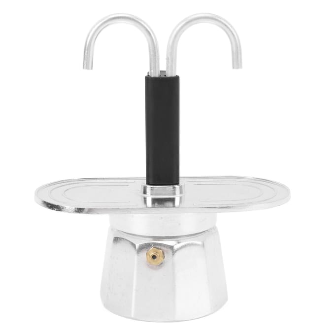 Koffiepot met dubbele kop 100 ml Aluminiumlegering DIY Mini Italiaanse Dubbele Kop Espressomaker voor Decagon Base black