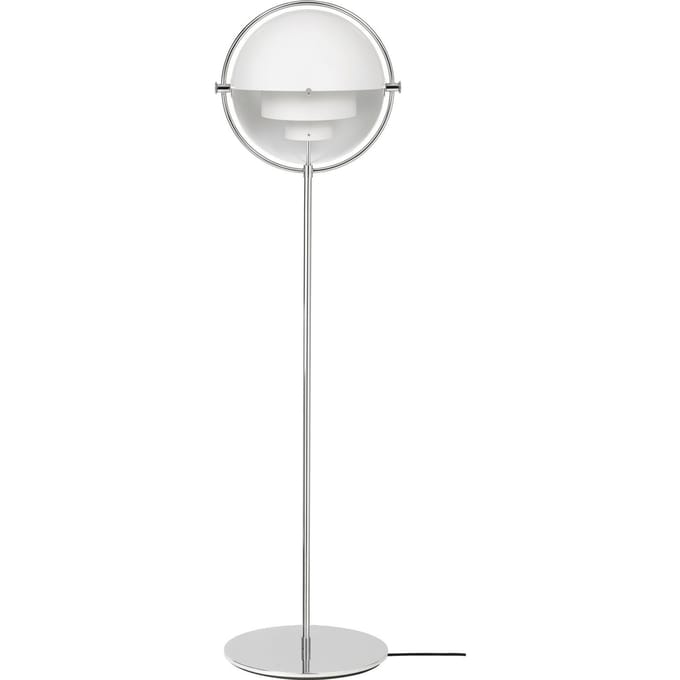 Gubi Lite vloerlamp, hoogte 148 cm, chroom/wit