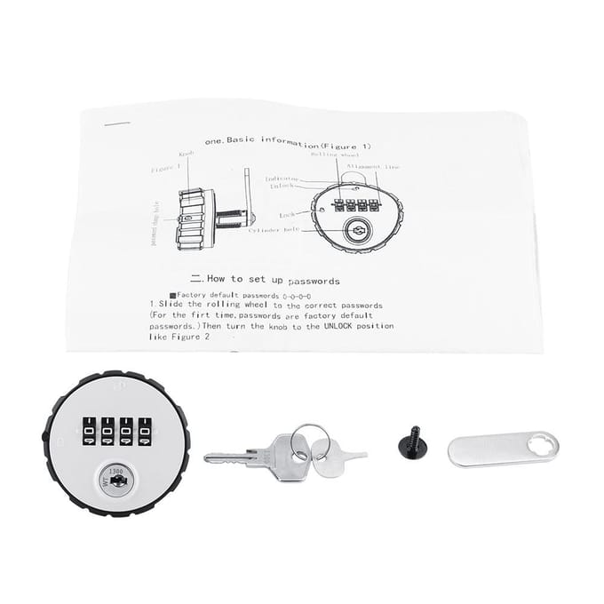 Serrure à combinaison à code en alliage de zinc numérique pour armoire à came, pratique, à mot de passe, sûre, avec clés 26 mm white