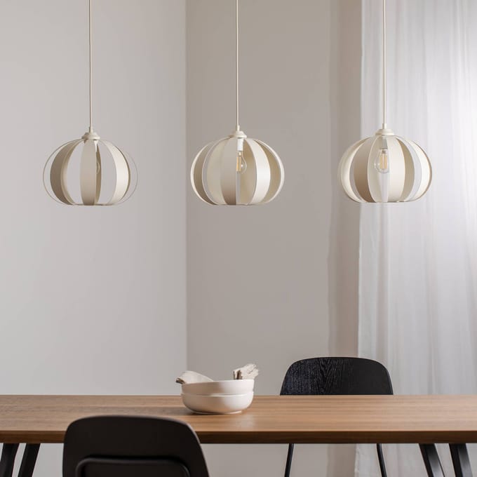 HELAM Hanglamp Newton, 3-lamps, zandkleurig, metaal