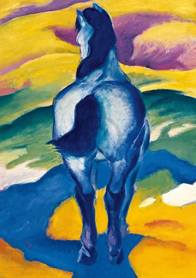 Kunstdruk Franz Marc - Blaues Pferd II 21x29,7cm