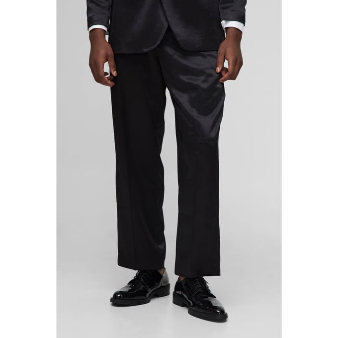 Relaxed Fit High Shine Satin Trouser | Black | Size 42