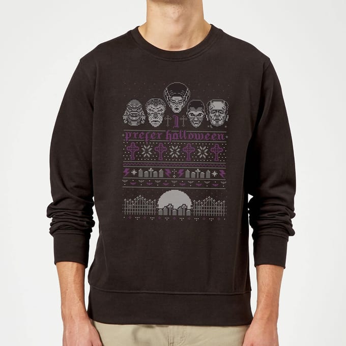 Universal Monsters I Prefer Halloween Kersttrui - Zwart - S