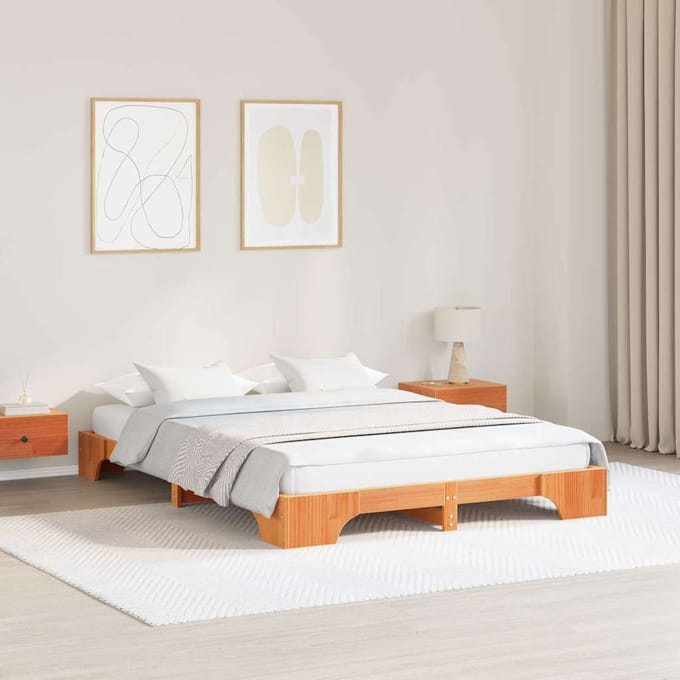 vidaXL - Bedframe - Wasbruin - 160 - x - 200 - cm - Massief - grenenhout