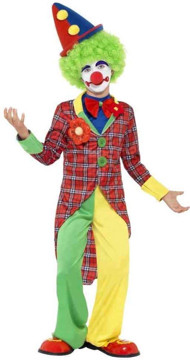 Clown carnaval verkleedkleding kostuum - voor kinderen - compleet - multi kleuren 116/128