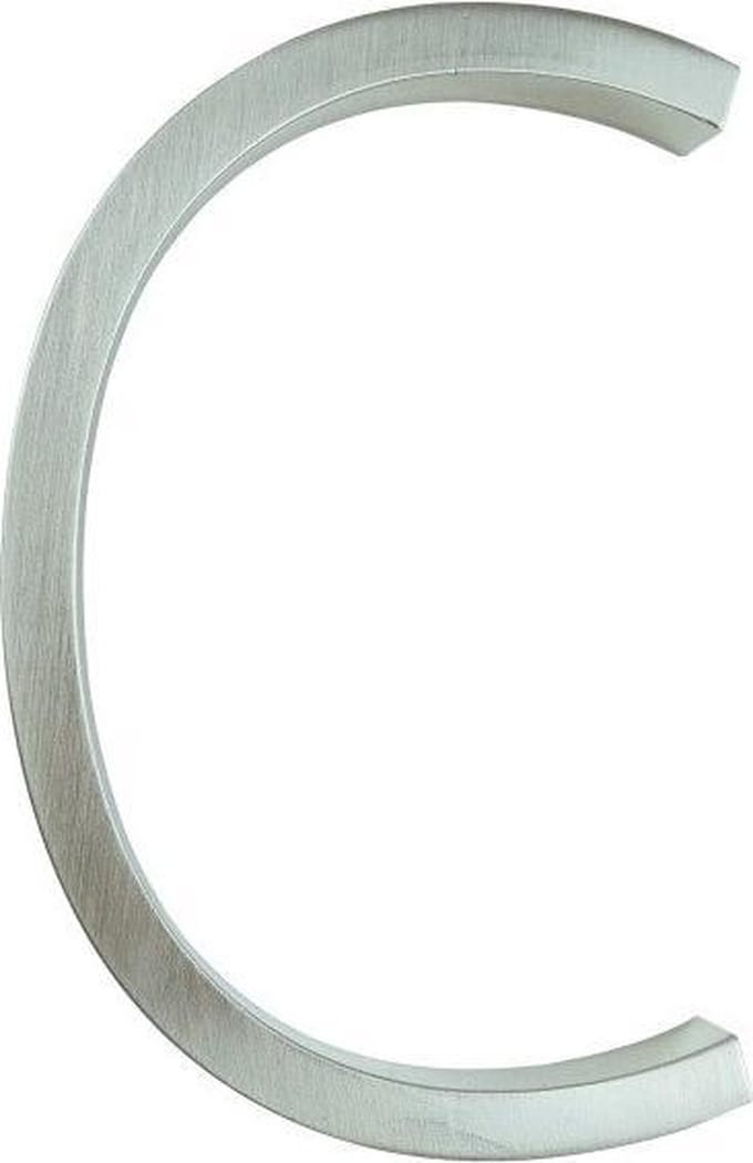 Huisnummer Zilver 12,5 cm letter C - Chrome Huisnummer - modern huisnummer 125 mm