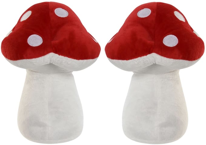 ITEM Deurstopper paddenstoel - 2x - rood - kinderkamer - 17 x 17 x 23 cm - herfst