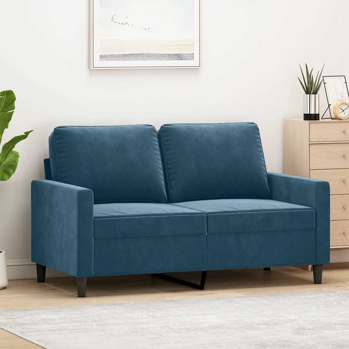 vidaXL - Tweezitsbank - 120 - cm - fluweel - blauw