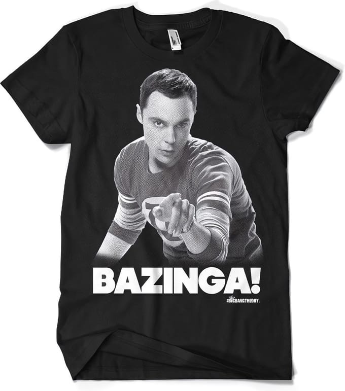 The Big Bang Theory Heren Tshirt -M- Sheldon Says BAZINGA! Zwart