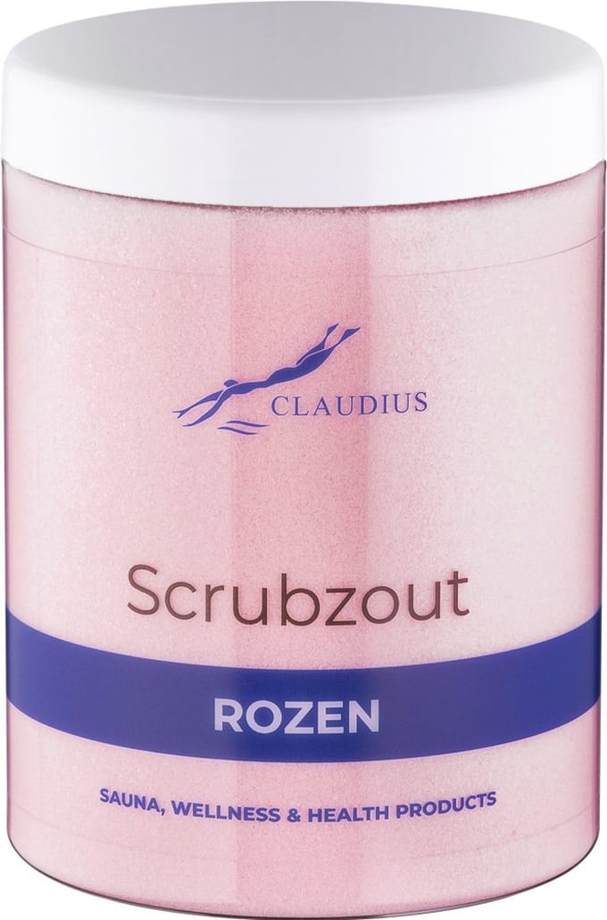 Scrubzout Rozen in handige pot - 1250 gram - met witte deksel - Hydraterende Lichaamsscrub