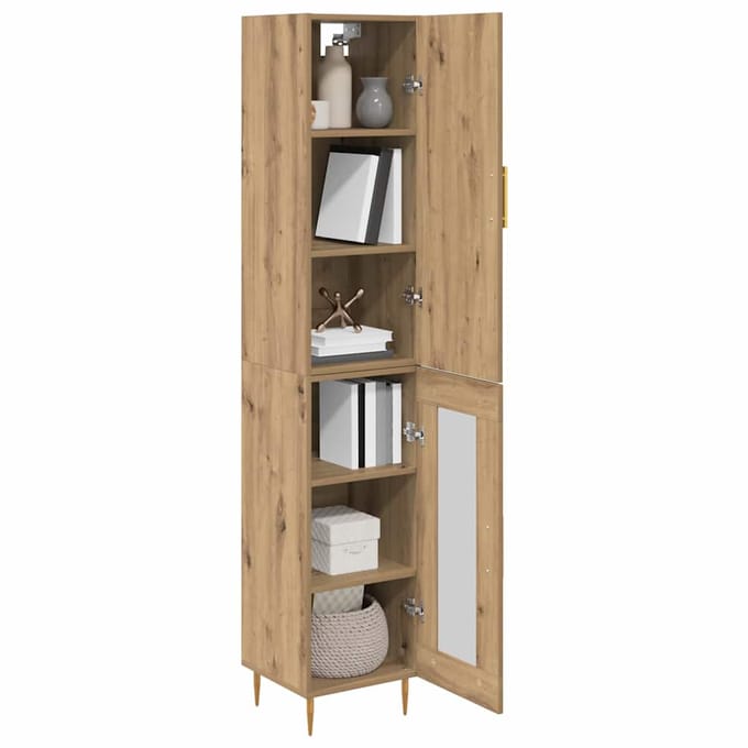 vidaXL - Highboard - 2 - st - Artisan - Eiken - 34,5 - x - 34 - x - 180 - cm - Bewerkt - hout