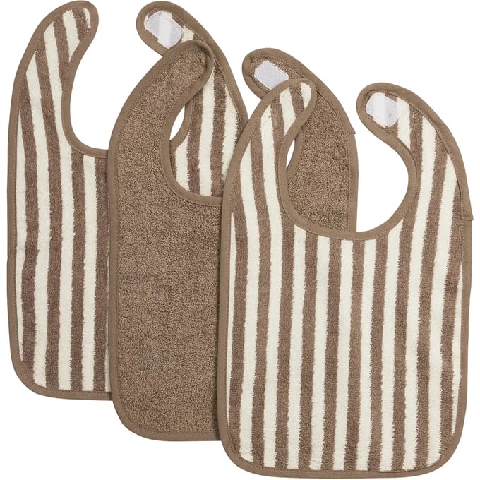 Meyco Baby Fat Stripe Slab - 3-pack - Jacquard Badstof - Taupe