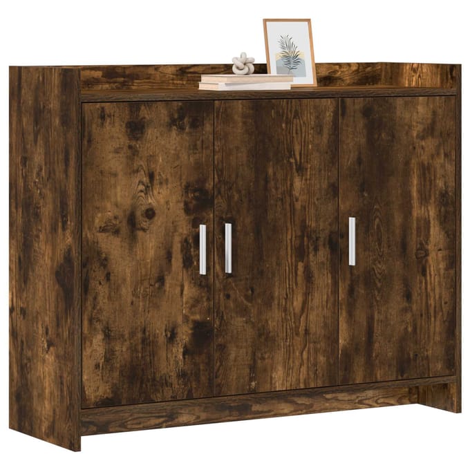 vidaXL - Dressoir - Gerookt - eiken - 98,5 - x - 33 - x - 80 - cm - Bewerkt - hout