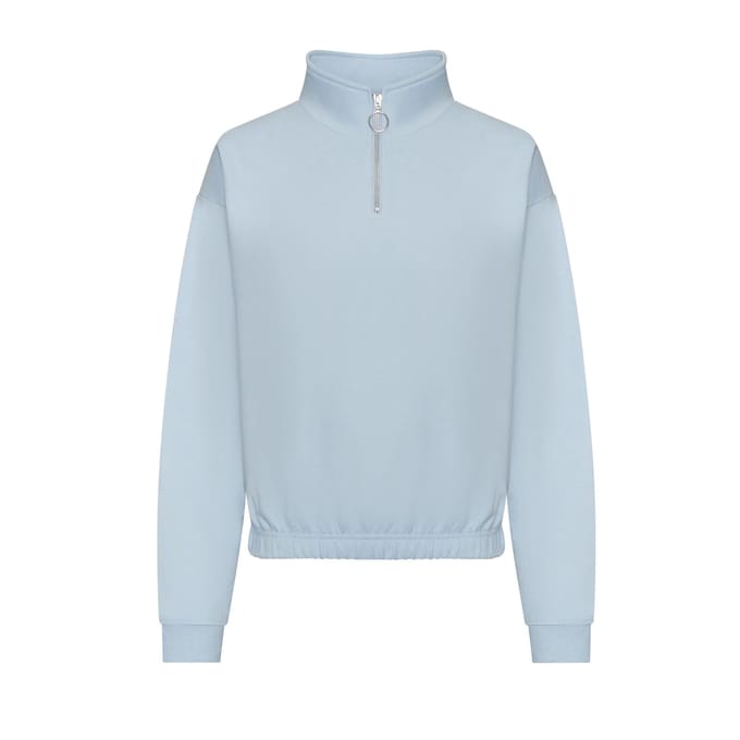 Vegan Women´s Cropped 1/4 Zip Sweater Sky Blue - XXS