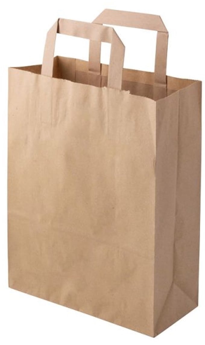 Draagtassen van gerecycled papier 22 × 10 × 28 cm bruin - 250 stuks