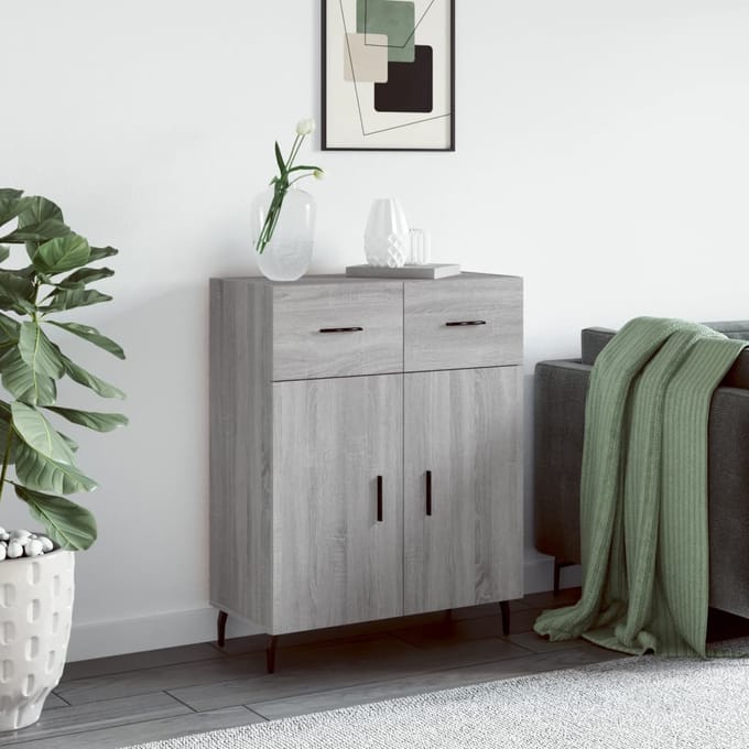 vidaXL - Dressoir - 69,5x34x90 - cm - bewerkt - hout - grijs - sonoma - eikenkleurig
