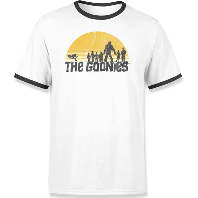 The Goonies Retro Logo Unisex T-Shirt - Wit / Zwart Ringer - L