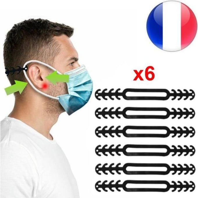 NALISSA® - Extension pour masque, crochets, sangles en silicone pour les oreilles zwart