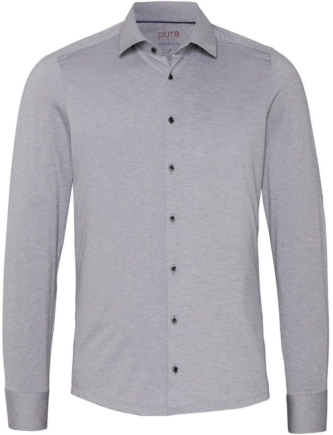 Pure Shirt Melange Grey - Maat 44 - Heren - Overhemden Formeel