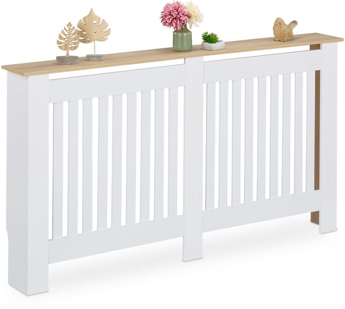 Radiatorombouw - 83x152x19 cm - landelijk - met plank - wit